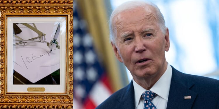 On Tuesday, the House Committee on Oversight and Government Reform issued a report that said executive actions issued during the Biden administration and signed with an autopen, left, should be considered "void" if there are is no valid paperwork that traces the order back to former President Joe Biden, right.