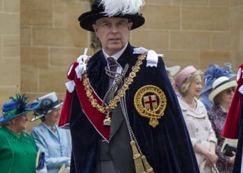 Royal splendor: Andrew in his finery while attending an Order of the Garter in Windsor in 2014