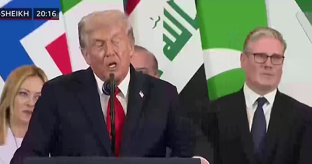 Sir Keir looked around awkwardly before slowly scuttling back to his place on the stage