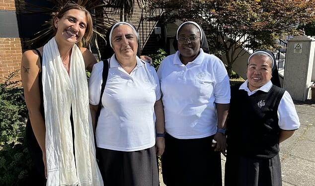 Stella meets with Sister Marisa, 63, Sister Margaret, 45, and Sister Kath, 56
