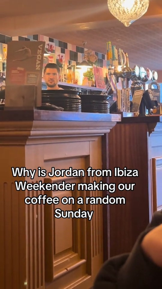Jordan Davies from Ibiza Weekender working in a pub.