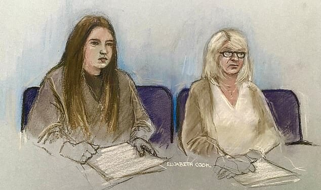 A court sketch of Wandelt and Spragg in the dock at Leicester Crown Court