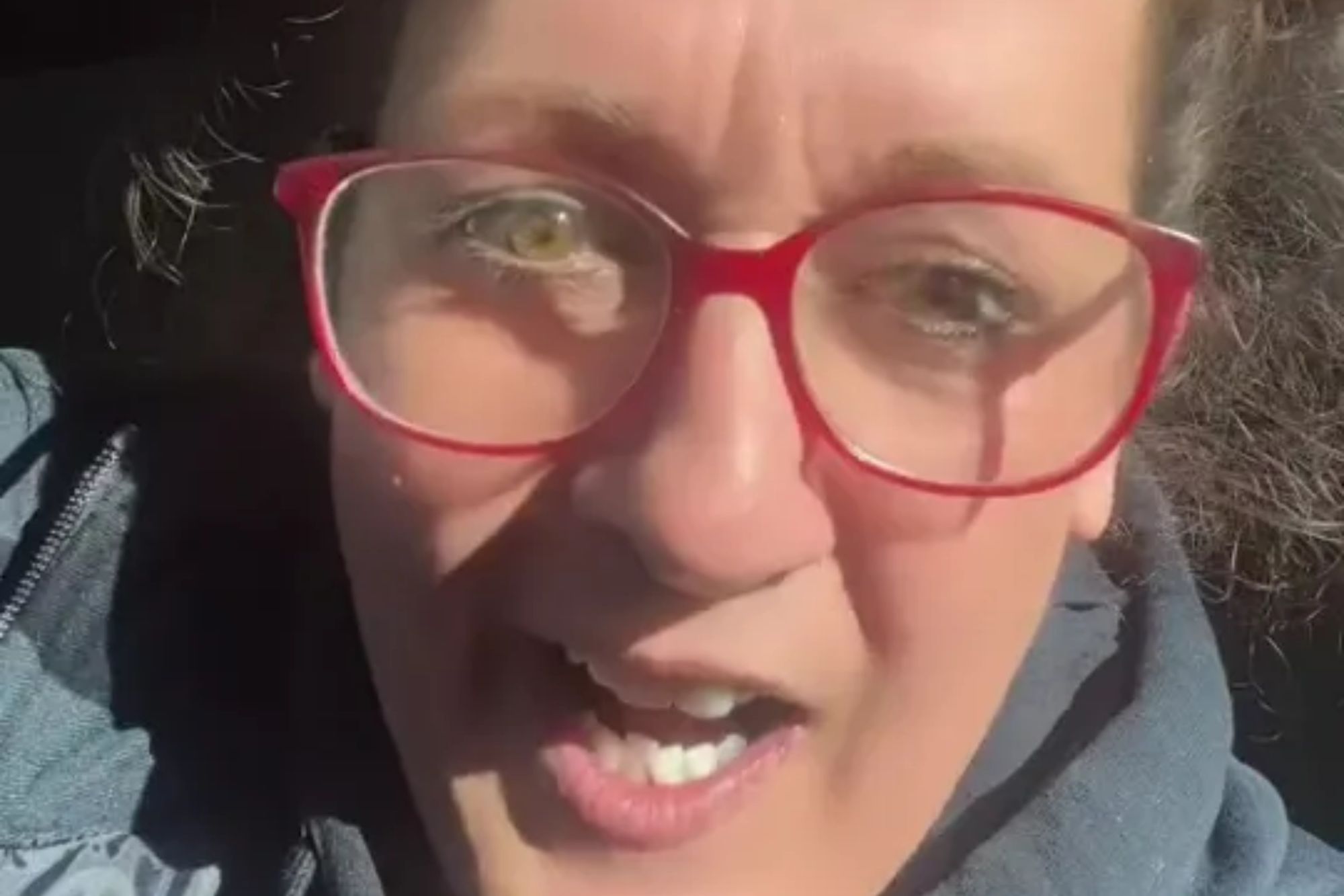 An image collage containing 1 images, Image 1 shows A woman with red-framed glasses and a black hoodie, expressing stress, with a text box that reads: "Universal credit is one big stress."