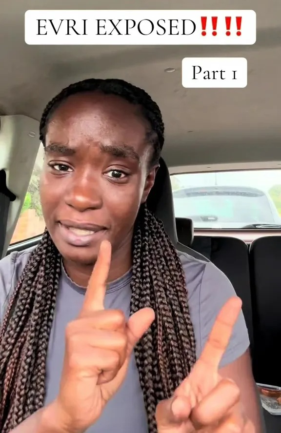 A woman in a car, making hand gestures, with text overlays "EVRI EXPOSED!!!!" and "Part 1".