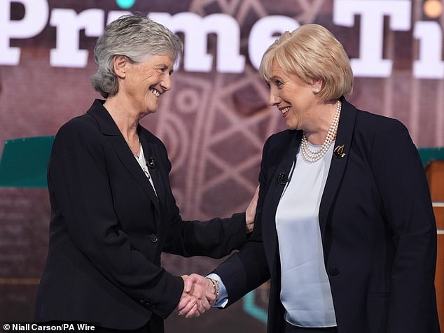 Independent candidate Catherine Connolly (left) is set to win the race to become Irish president after Fine Gael runner Heather Humphreys conceded