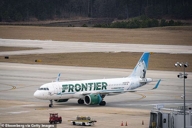 A passenger, who was on the plane ride from hell, recorded her bizarre meltdown. He said the explosive episode occurred on a Frontier Airlines flight (file photo)