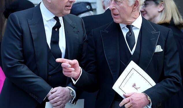 Charles did not meet face-to-face with his brother (pictured together at the Duchess of Kent's funeral in September) before he took away his Dukedom and other royal titles on Friday