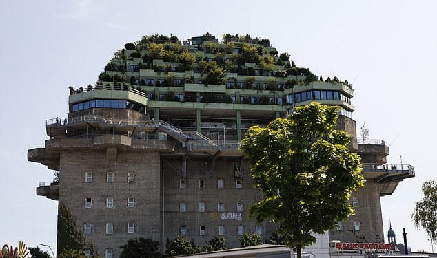 One of the two 'flak towers' in Hamburg, the St. Pauli Bunker was built in 1942 in just 300 days by prisoners of war and protected citizens from airstrikes