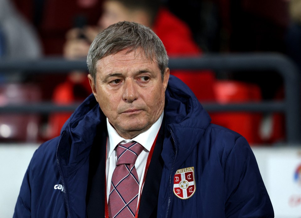 Serbia coach Dragan Stojkovic before the match.