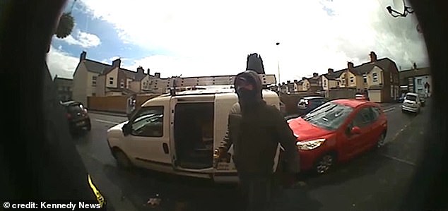 Plumber Matthew O'Shea's van was robbed in broad daylight by five masked men who threatened him with his own drill in front of his grandson and daughter.