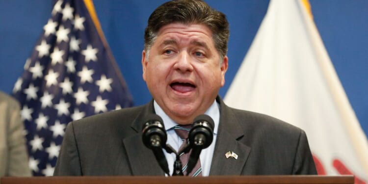 Illinois Gov. JB Pritzker speaks during a news conference in Chicago on Thursday.