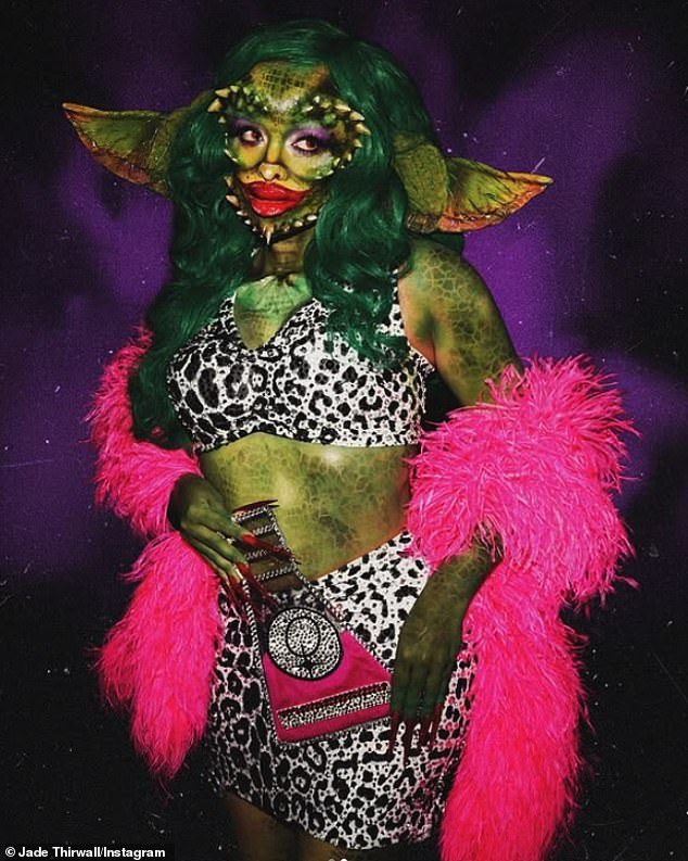 Jade Thirlwall (pictued) looked unrecognisable as they led the stars in incredible costumes for Halloween 2025 on Friday