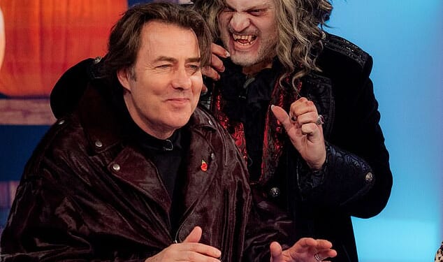 Jonathan Ross, 64, transformed his house into a spooky spectacular for the Halloween trick-or-treaters in London on Friday (pictured on Loose Women Friday)