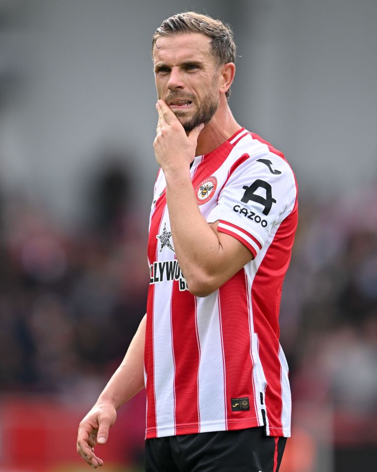 Brentford player Jordan Henderson looking contemplative during a match.