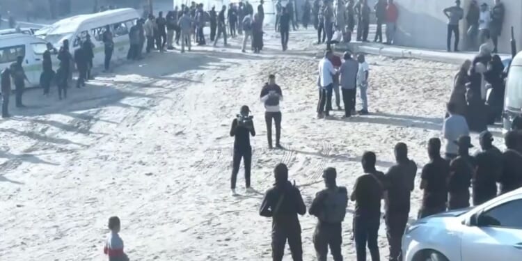 Footage from Khan Younis showed movement in Gaza just before the Israeli hostages were to be released.