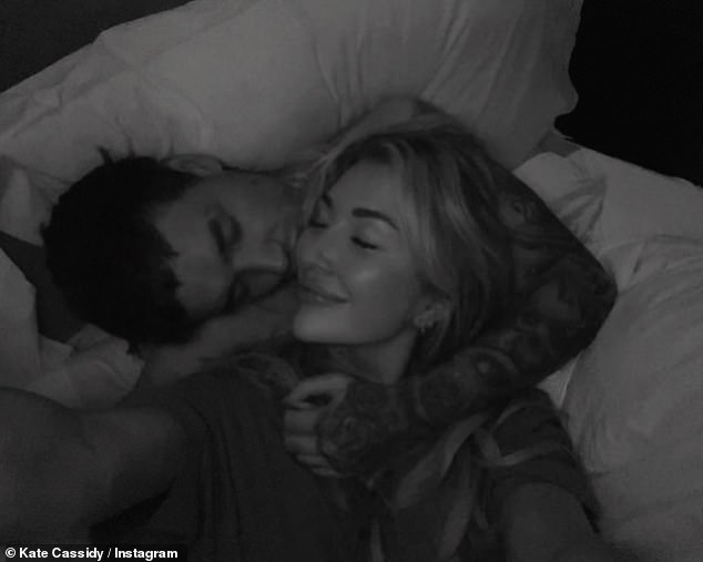 Earlier in the day, Kate had shared a sweet black and white picture of the pair in bed with Liam kissing her cheek