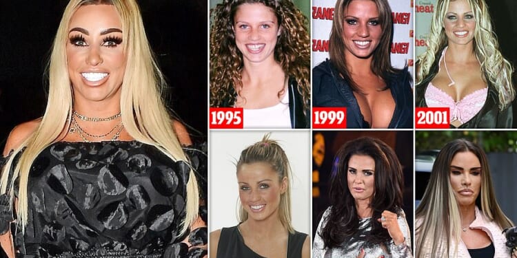 The many faces of Katie Price: The Daily Mail takes a look at the star's changing look after two decades of boob jobs, Botox and face lifts