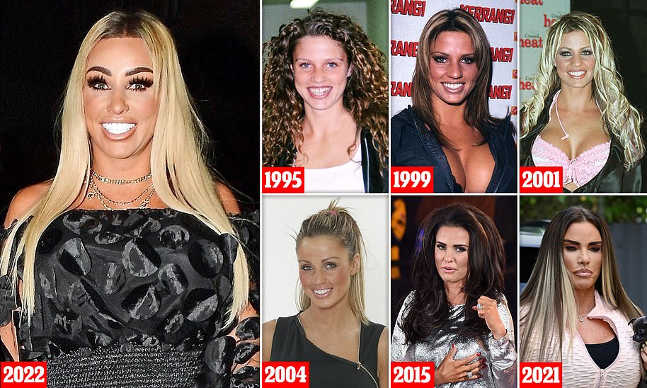 The many faces of Katie Price: The Daily Mail takes a look at the star's changing look after two decades of boob jobs, Botox and face lifts