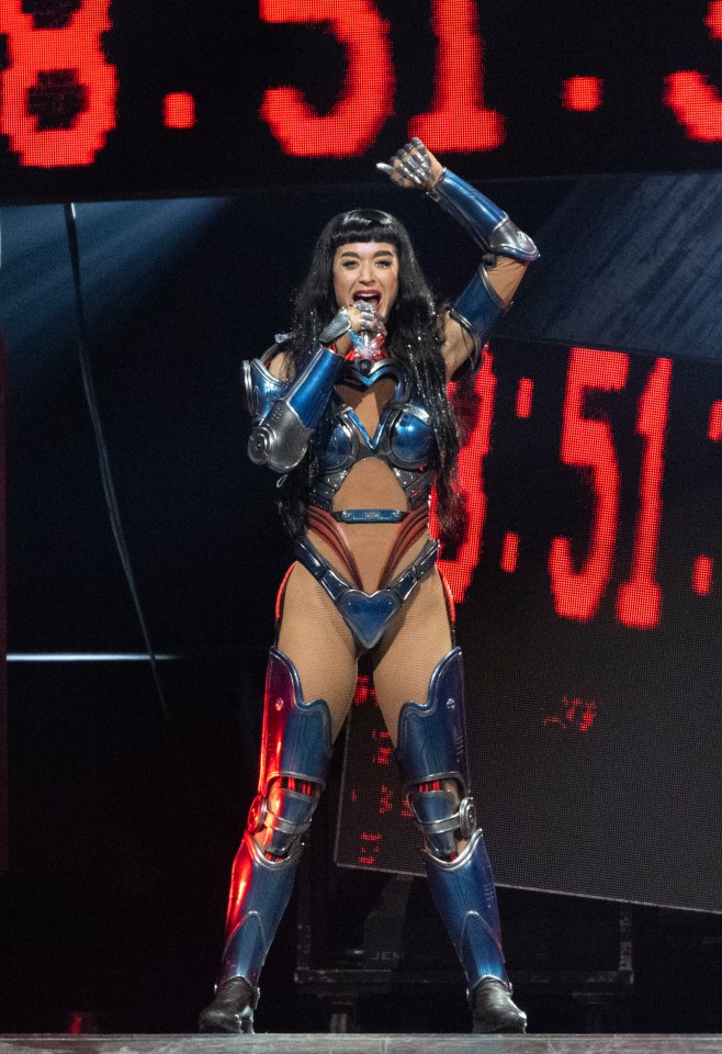 Katy Perry performing during The Lifetimes Tour.