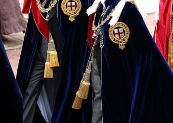 The former Prince Andrew must now be removed from the line of succession, MPs have said. Above: Andrew at the Order of the Garter Ceremony with his brother King Charles - then the Prince of Wales - at St George's Chapel, Windsor, in June 2007