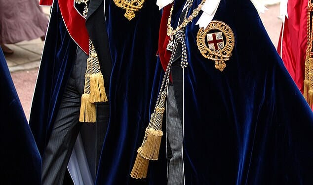 The former Prince Andrew must now be removed from the line of succession, MPs have said. Above: Andrew at the Order of the Garter Ceremony with his brother King Charles - then the Prince of Wales - at St George's Chapel, Windsor, in June 2007