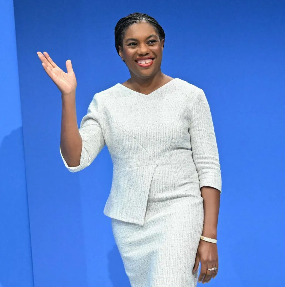 Kemi Badenoch, leader of the Conservative Party, giving a speech.