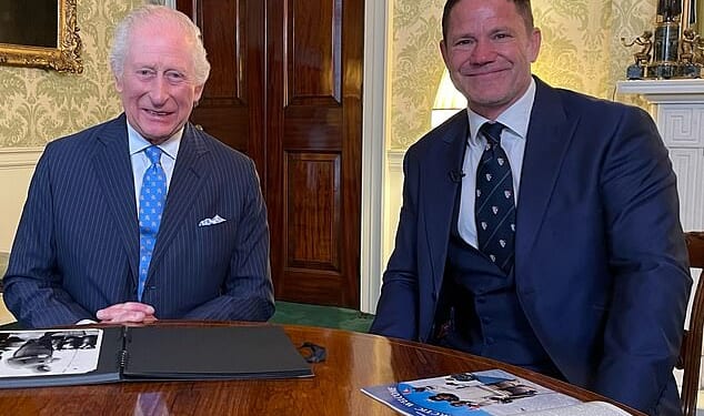 The King will speak to Steve Backshall about the 'devastating effects' of climate change in a forthcoming ITV documentary. Pictured together in March at Buckingham Palace
