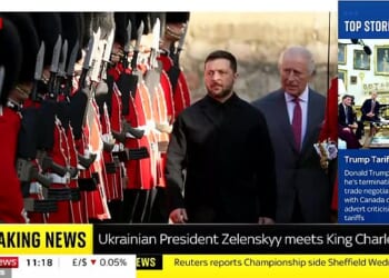 King Charles and Ukrainian President Volodymyr Zelensky at Windsor Castle this morning