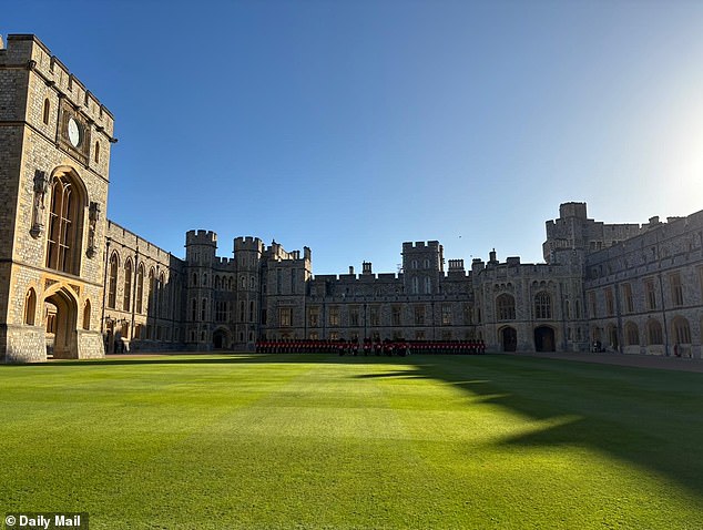 A Guard of Honour formed of the 1st Battalion Grenadier Guards at Windsor Castle today