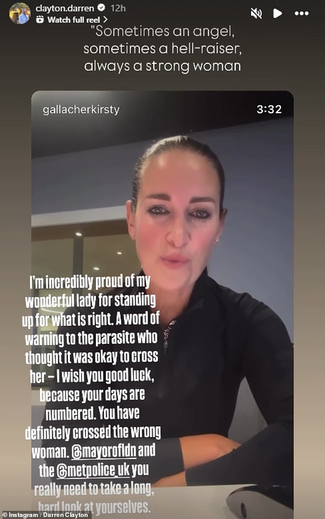 The 39-year-old wrote: 'I'm incredible proud of my wonderful lady for standing up for what is right'