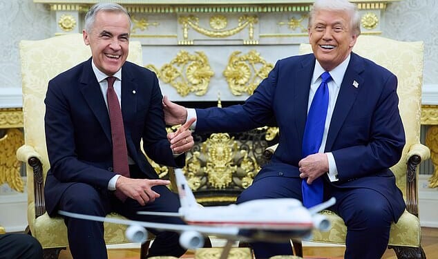 President Donald Trump meets with Canadian Prime Minister Mark Carney in the Oval Office of the White House, Tuesday