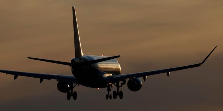 An Alaska SkyWest Airlines plane approaches San Diego International Airport in San Diego, California, on May 10, 2025.