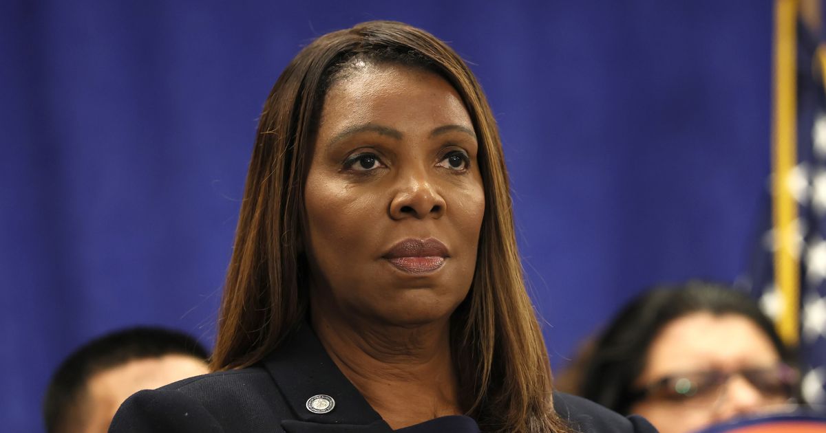New York Attorney General Letitia James stands silently during a news conference in New York City on Oct. 21, 2025.