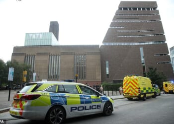 Emergency crews attending the scene at the Tate Modern art gallery on August 4, 2019