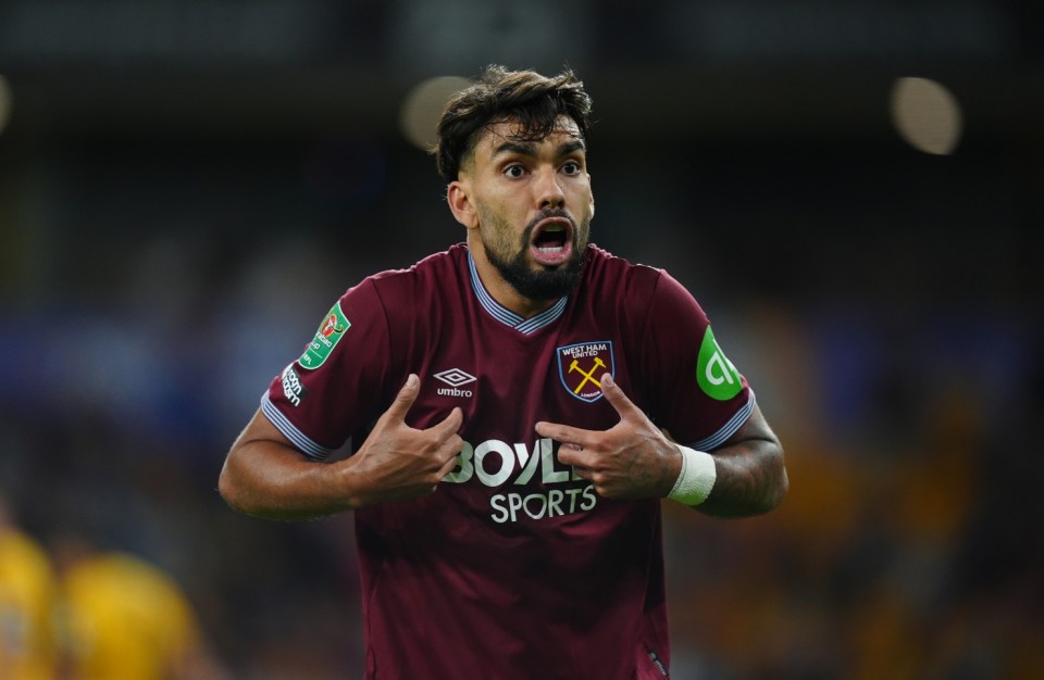 Lucas Paqueta of West Ham United during the Carabao Cup Second Round match.