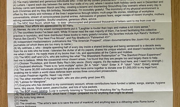 In a newly released letter allegedly sent to a fan by Luigi Mangione, he said he'd given Taylor Swift and Charli XCX a listen in the prison yard - until a fellow inmate stepped in