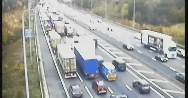 M25 grinds to a halt as drivers face hour-long delays after crash and vehicle fire