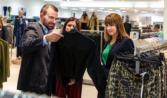 M&S boss Stuart Machin and Chancellor Rachel Reeves at the Pudsey store in Leeds