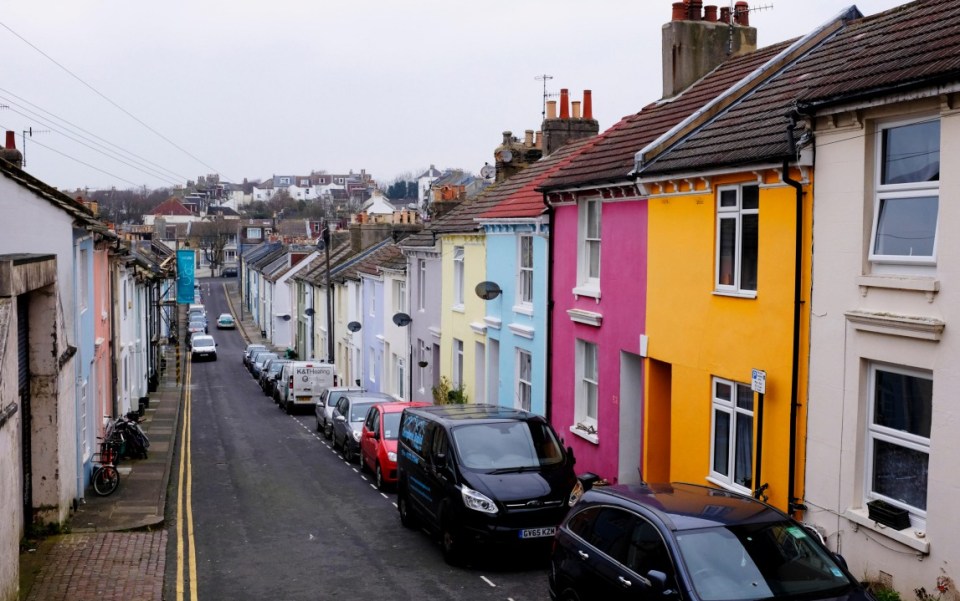 Victorian terraced houses in Hendon Street Brighton in Bakers Bottom area UK