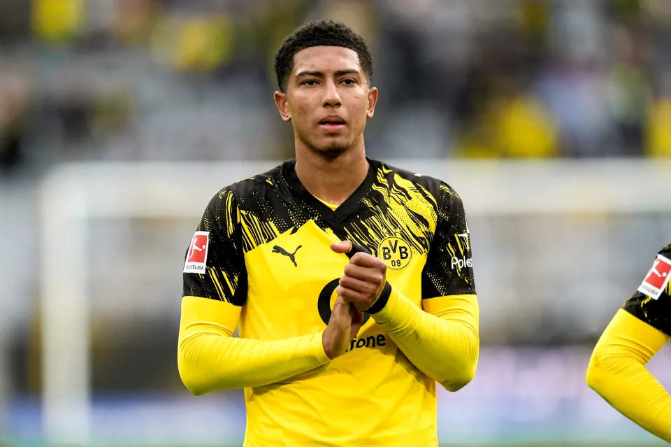 Jobe Bellingham of Borussia Dortmund reacts following a Bundesliga match.
