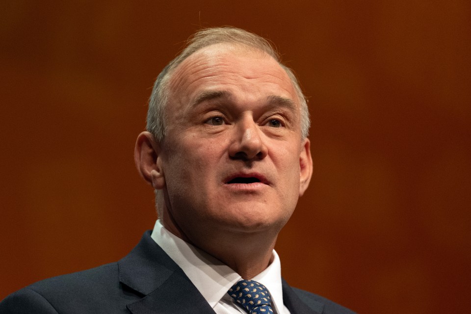 Ed Davey delivering a keynote speech.