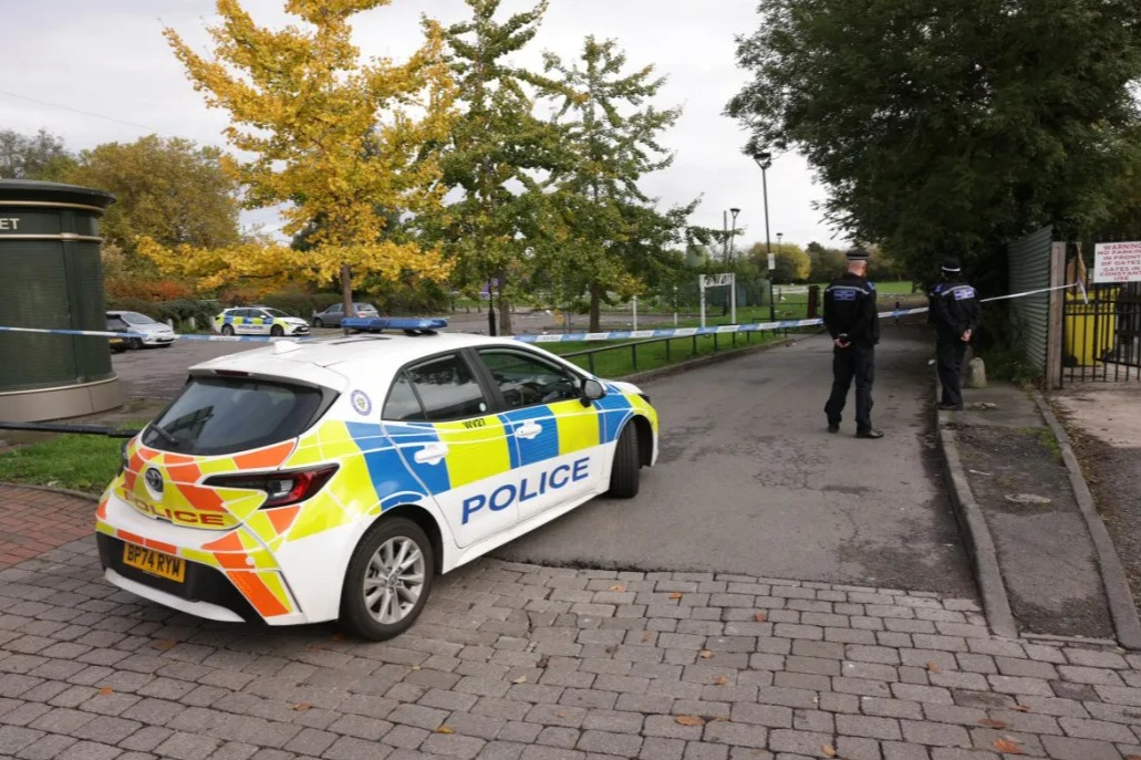 Police at a car park off Dudley Road in Wolverhampton where a man died.