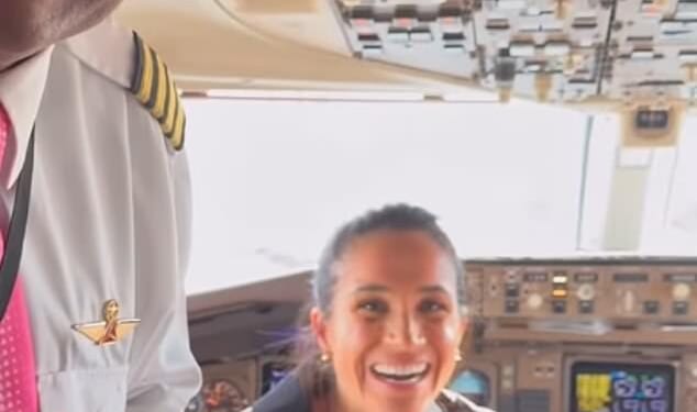 Meghan Markle has been accused of 'copying' the Princess of Wales after she posed for pictures in the cockpit of her plane home from Washington DC