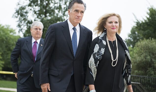 Carrie Elizabeth Romney, the sister-in-law of former presidential candidate and Utah Senator Mitt Romney (pictured with his wife Ann), was found dead on a California street Friday. She was 64