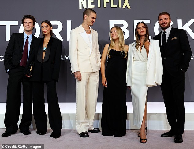 Meanwhile, the rest of his family were dolled up as they gathered to watch the first two episodes of Victoria's new show