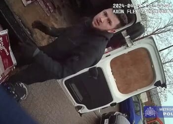 Dramatic footage has captured the moment Dylan Earn, who was recruited online by Russian spies to carry out a terrifying campaign of arson and kidnap, was hauled to the ground by armed police last April