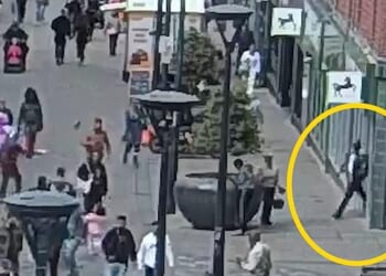 This is the moment 'wicked' Channel migrant walked out of a bank after randomly stabbing a customer to death inside because his asylum claim was rejected