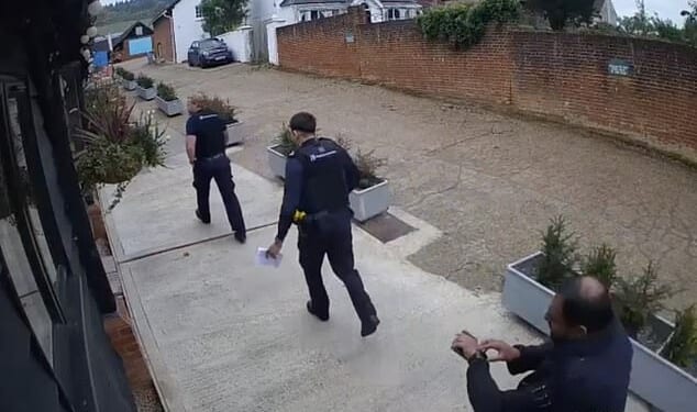 Eleven uniformed officers wearing stab vests surrounded Mandira's Kitchen in the Surrey Hills following a 'tip off' before separating staff and quizzing them