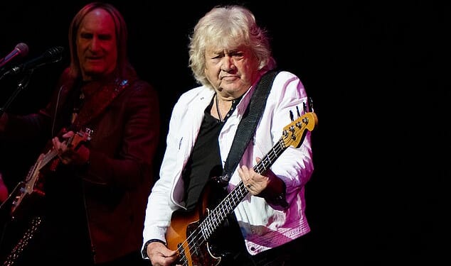 Moody Blues singer and guitarist John Lodge has died aged 82, it was announced on Friday (pictured in 2023)