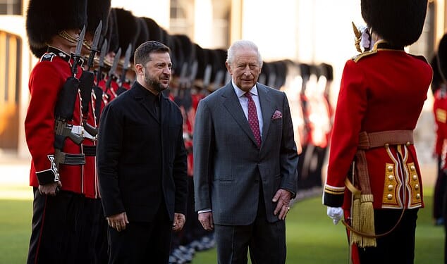 A rumoured royal announcement sent the nation's media into a frenzy last night (Pictured: King Charles III today with Ukraine's President Zelensky)